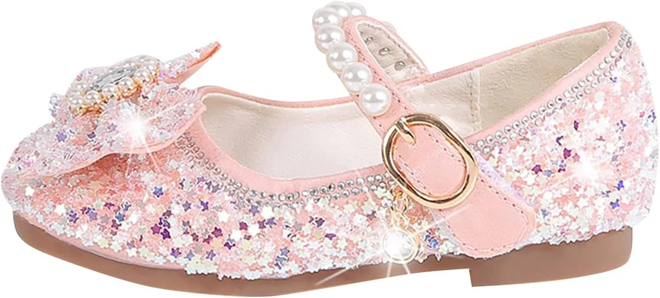 Детские туфли для девочек с принтом Rhinestone Bows, Pink