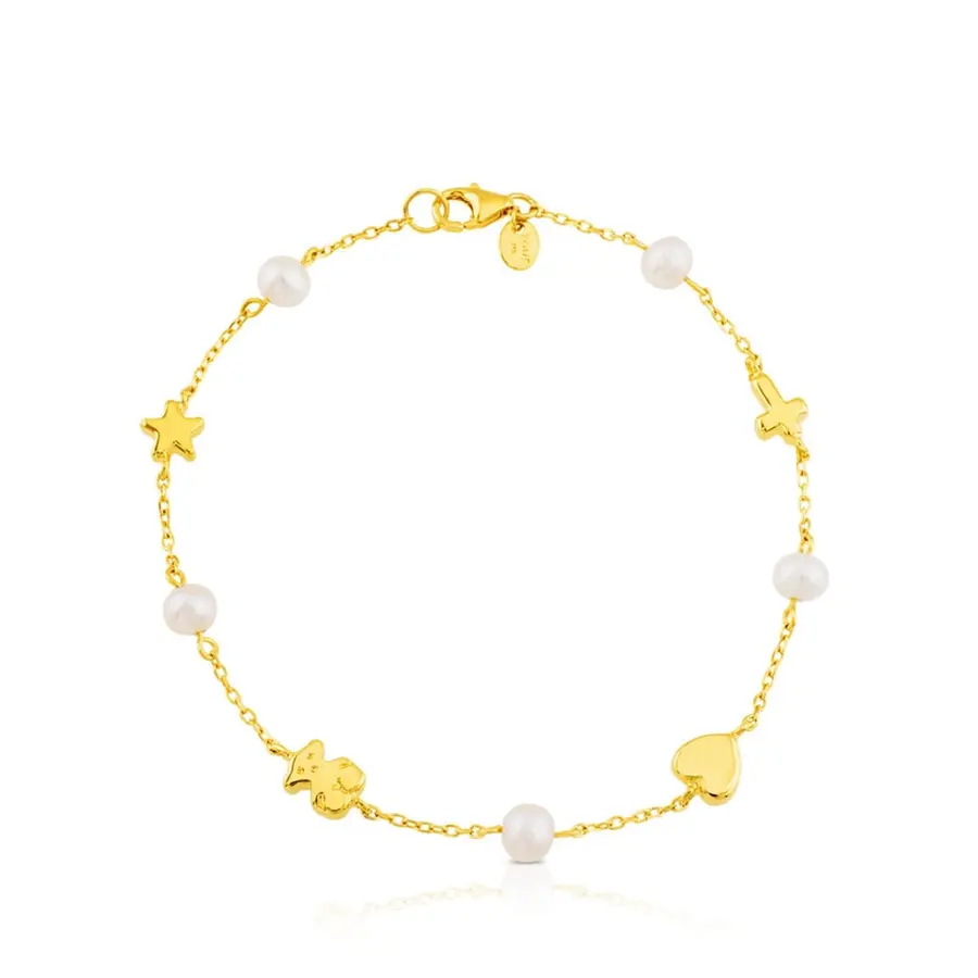 

Браслет Tous Sweet Dolls XXS With Pearls And Bear, Star, Heart And Cross Motifs, золото