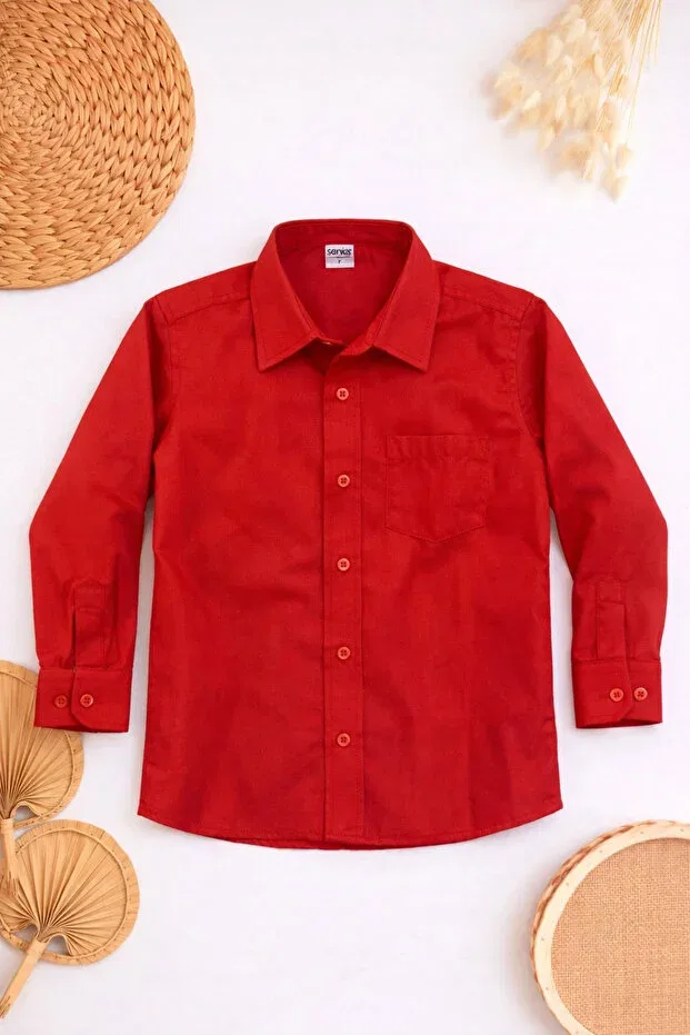 Детская рубашка для мальчиков с длинным рукавом Kokoş Bebek, Red