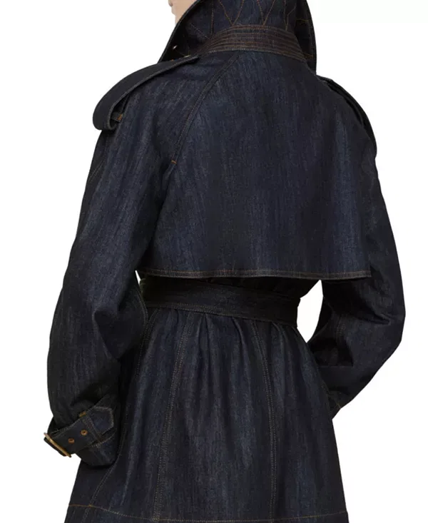 Женское пальто-трапеция с джинсовым верхом Fitzrovia Trench Coat Burberry, Dark Indigo — фото 4