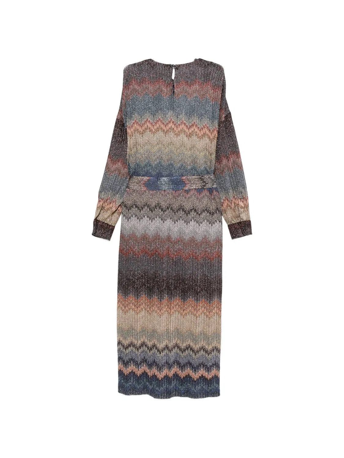 Платье с зигзагообразным узором и поясом Missoni Kids, синий — фото 2