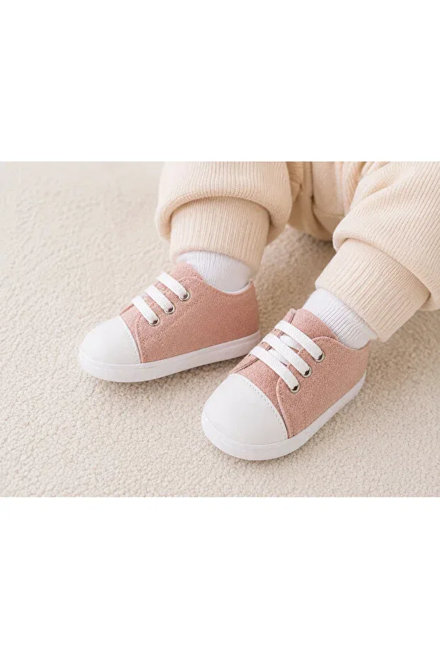 Детские туфли для новорожденных на шнуровке Baby Shoes Lumy Kids, Pink — фото 4