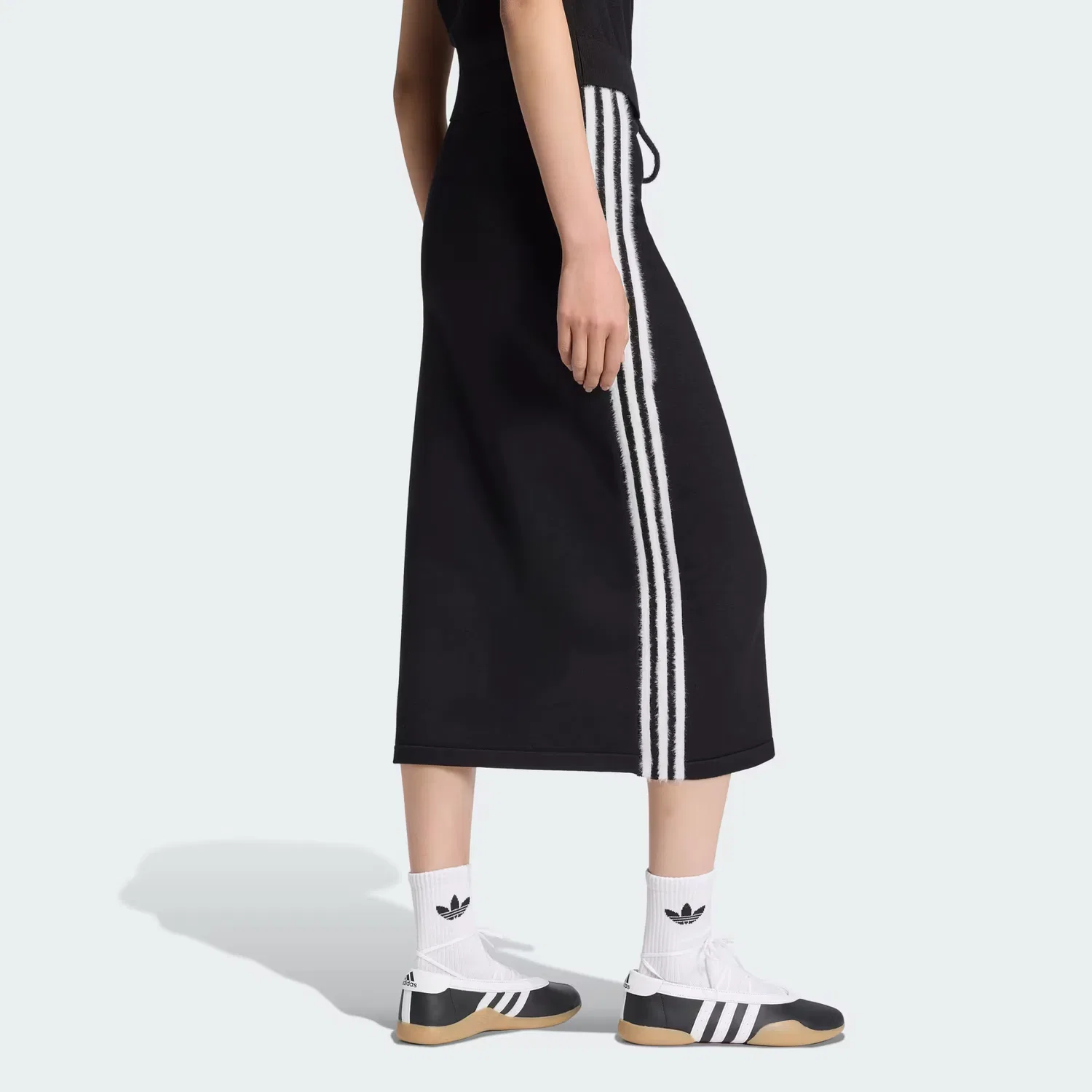 Женская вязаная юбка с эластичным поясом Knitted Skirt Adidas Originals, черный/белый — фото 3