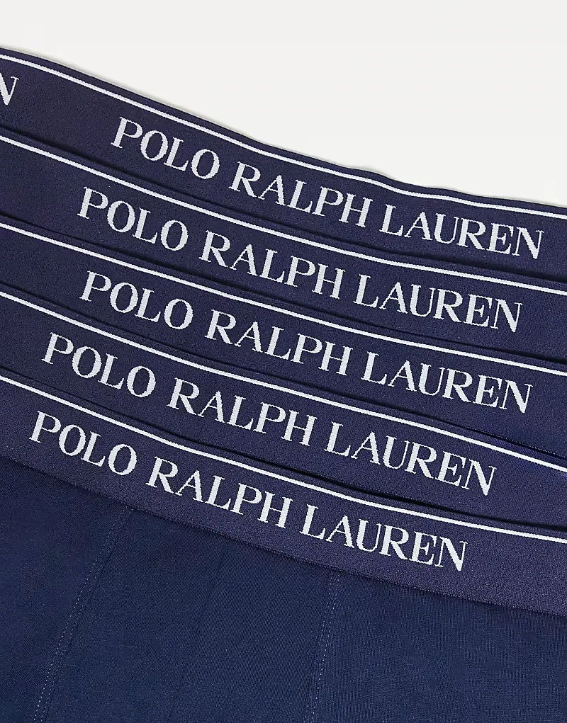 Классические плавки Polo Ralph Lauren из 5 пар с поясом с логотипом, темно-синий — фото 2