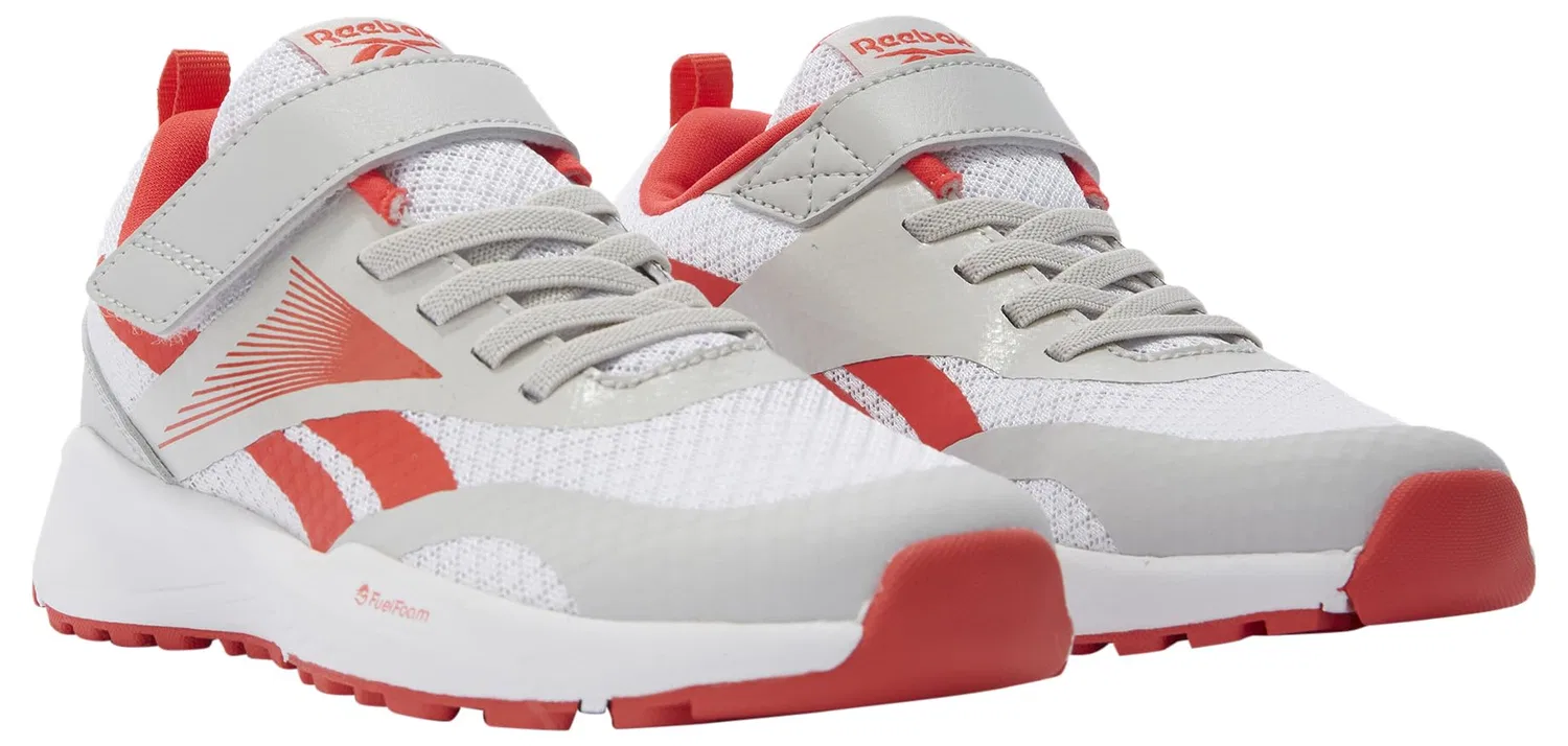 Детские кроссовки для мальчиков с эластичной шнуровкой Energen Run Elastic Lace & Top Strap Reebok, Mistgrey White Energyred — фото 2