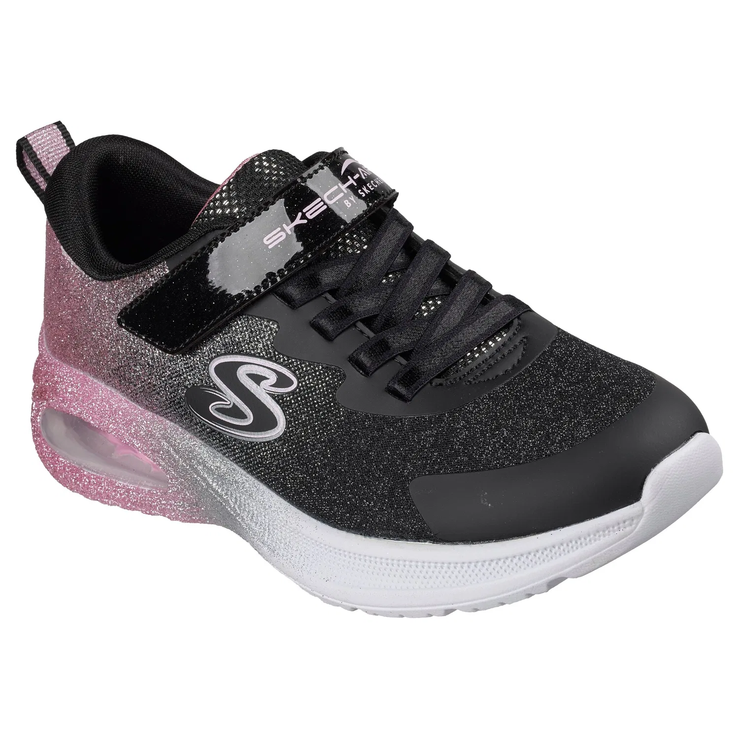 Детские кроссовки на липучке с блестками Skechers, Black/Rose Gold