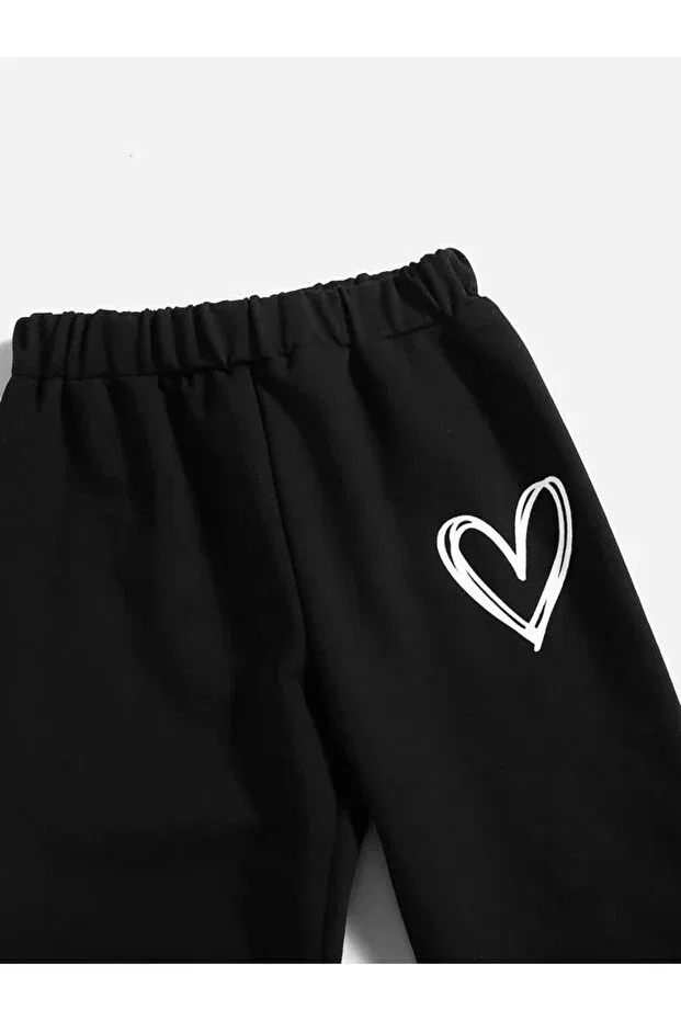 Детский спортивный костюм для девочек с принтом Sportswear Morning Kids, Серо-Черный — фото 3