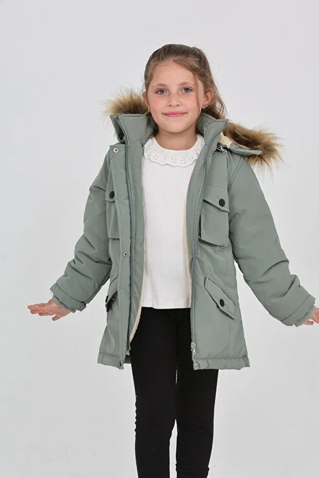Детское пальто для девочек Oversize Kurak Tekstil, Water Green