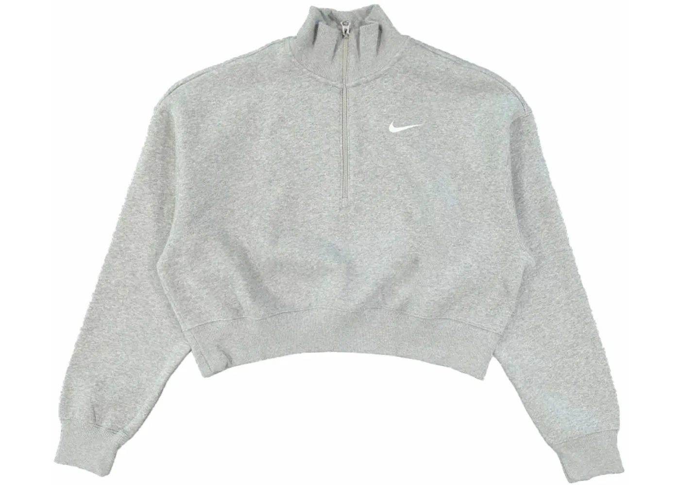 Женский свитшот из флиса с принтом Nike Phoenix Fleece Oversized 1/2-Zip Crop Fleece Sweatshirt, Dark Grey Heather/Sail