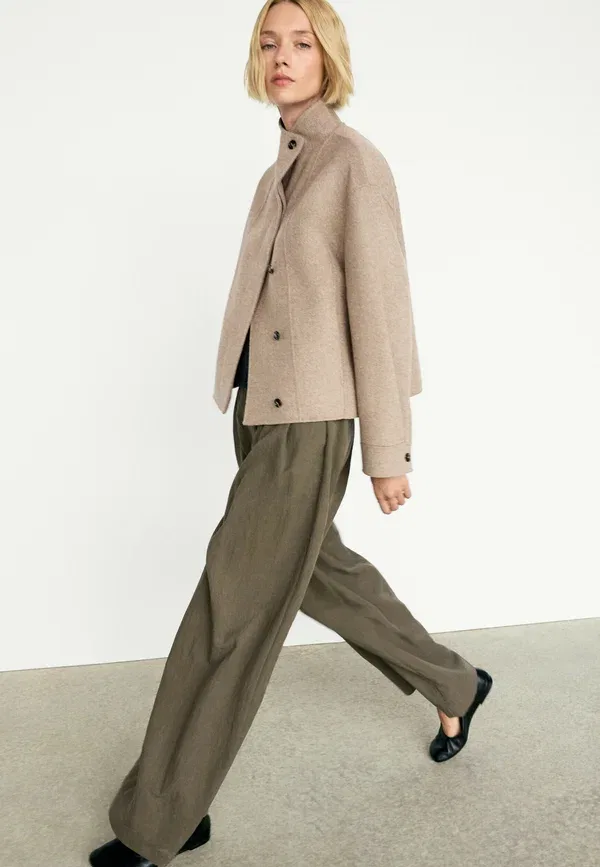 Куртка из шерсти и полиэстера Light jacket Massimo Dutti, light brown, светло-коричневый — фото 4