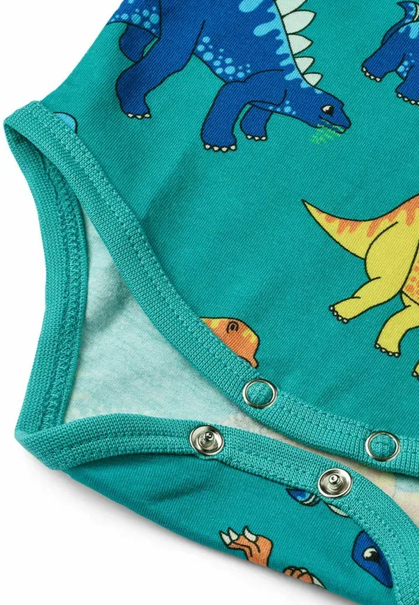 Боди с динозаврами Kortærmet body med dinosaurer Smafolk, teal, бирюзовый — фото 3
