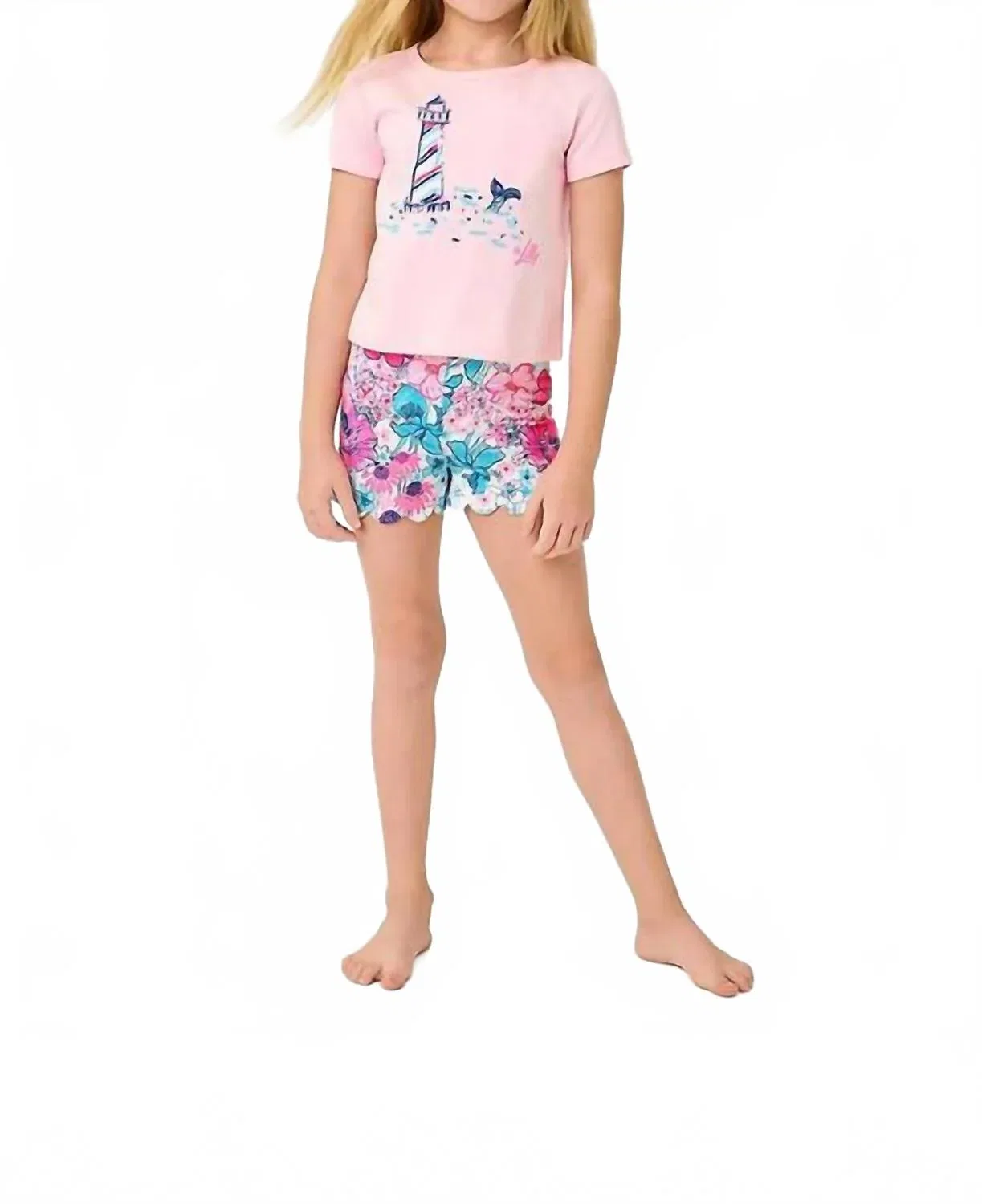 Детские шорты для девочек с фестонным краем Mini Leva Lilly Pulitzer, Resort White In All Her Glory