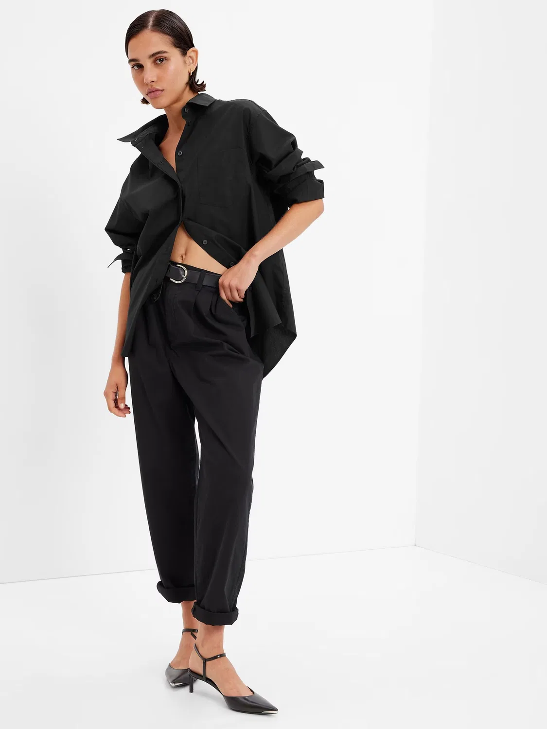 Рубашка оверсайз Gap Black — фото 3