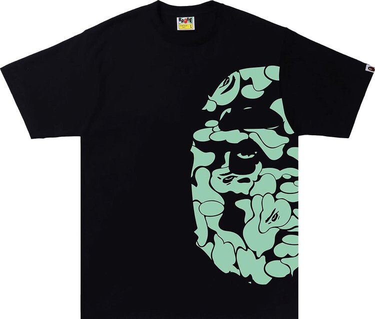 

Футболка BAPE Glow In The Dark Camo Side Big Ape Head Tee 'Black', черный