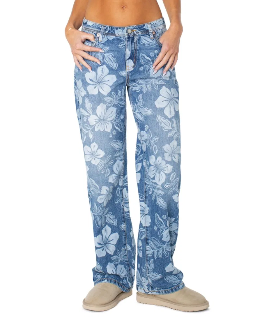 Джинсы с принтом Haven Flora Low-Rise Roxy, Flora Fade Print Denim Wash