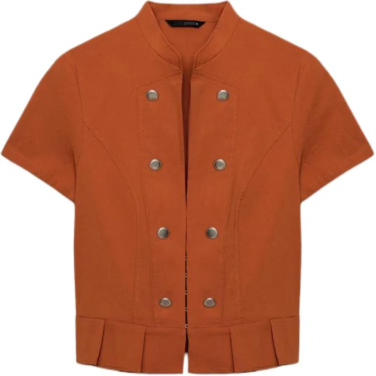 Женская рубашка Earth Tone с круглым вырезом ZARA, Earth Tone