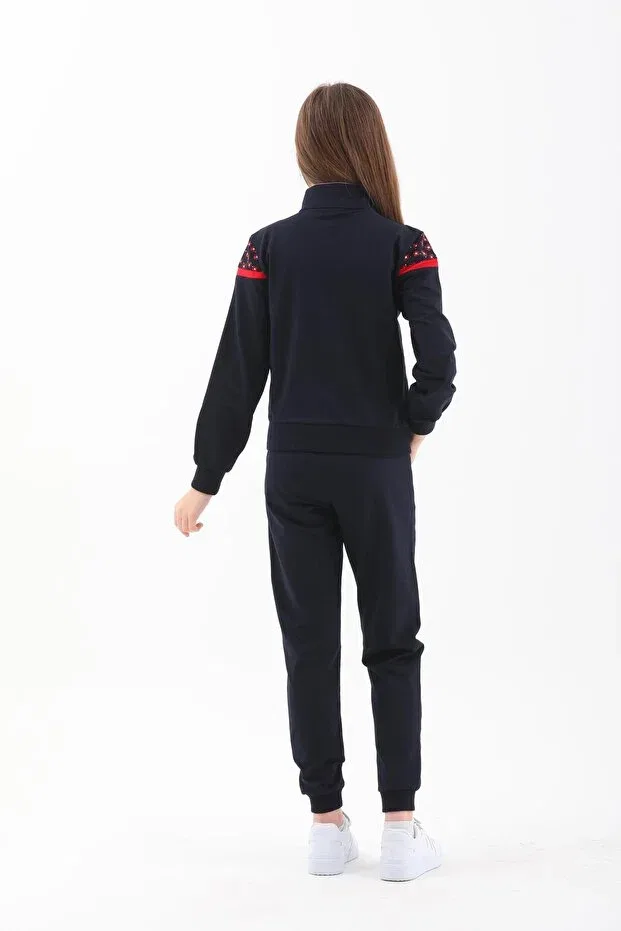 Детский спортивный костюм для девочек с принтом Piyera, Navy Blue-Red — фото 3