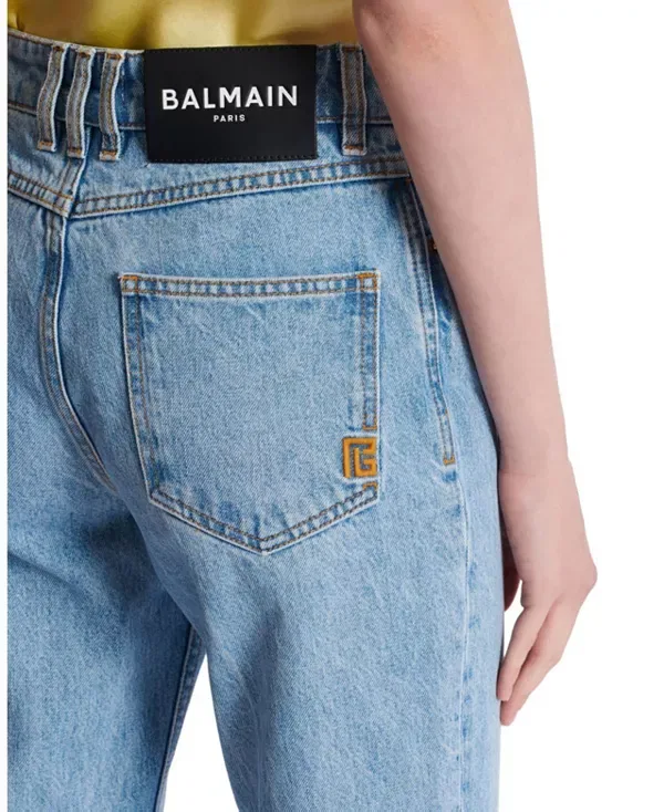Женские джинсы с высокой посадкой Balmain, синий — фото 4