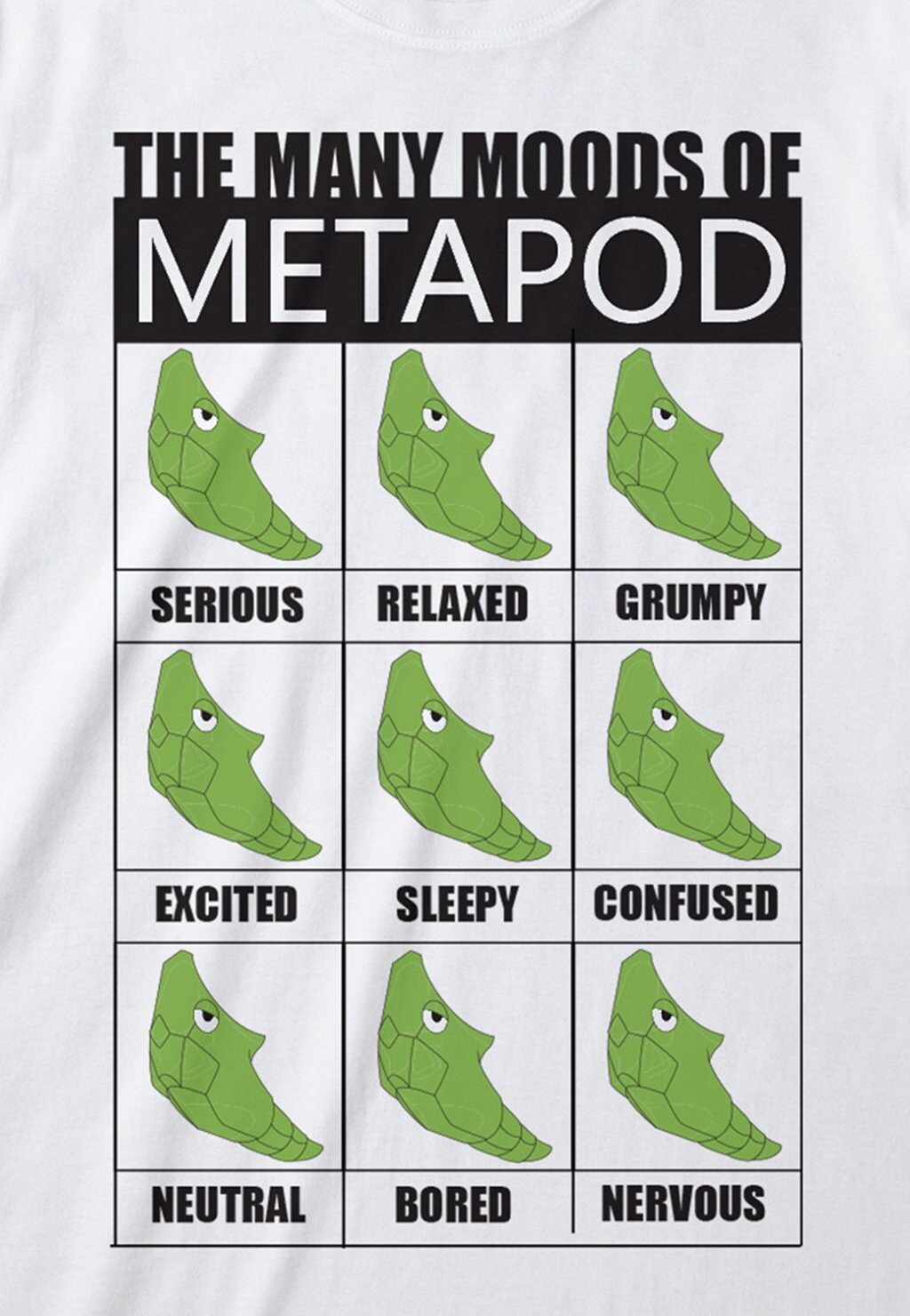 

Футболка с принтом Pokémon Many Moods Of Metapod Pokemon, белая