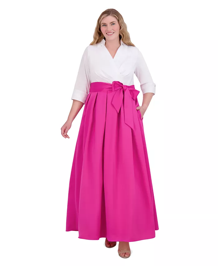 

Платье с воротником и рукавом 3/4 Plus Size Jessica Howard, розовый