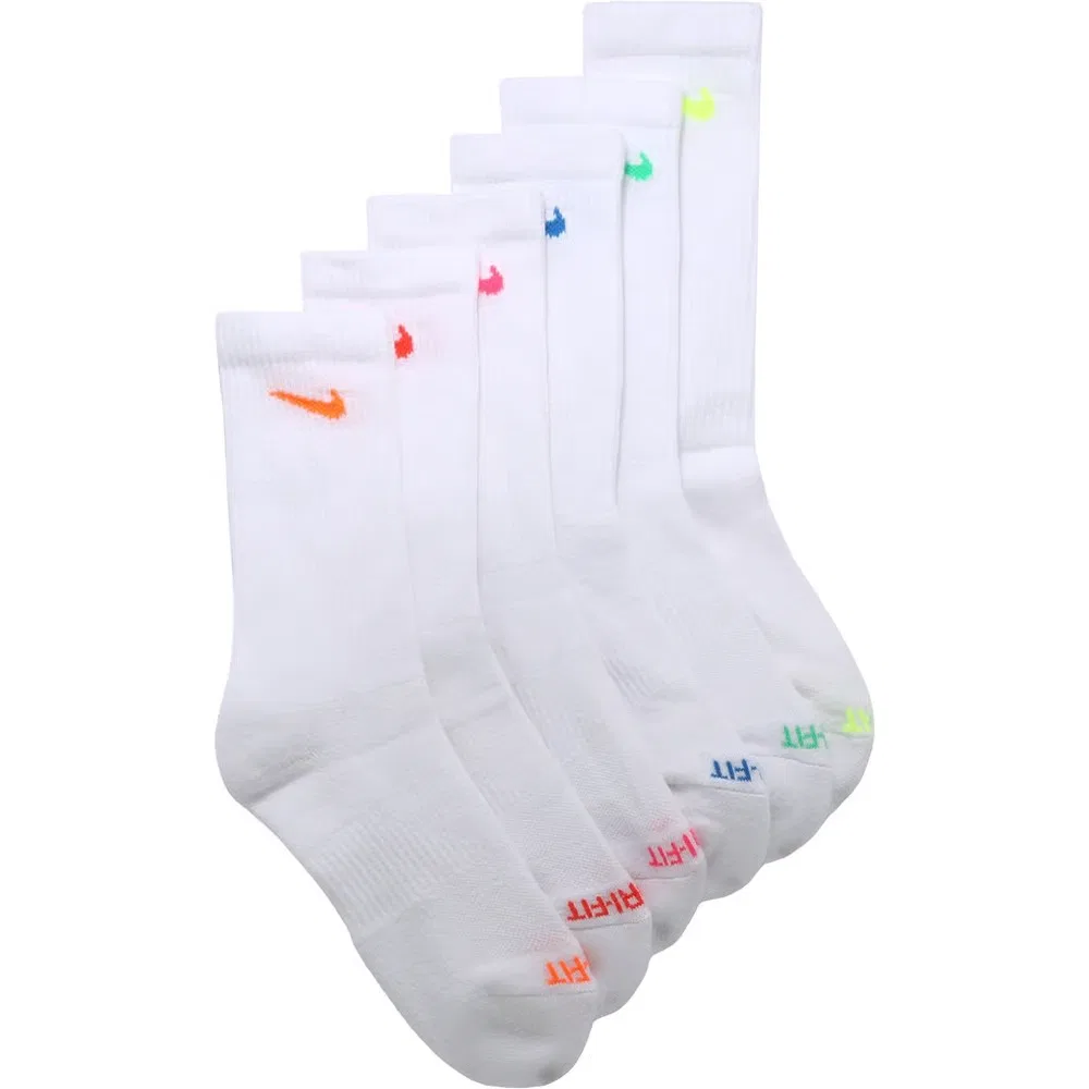 Набор из 6 пар средних повседневных носков с амортизацией Nike, White/Multi