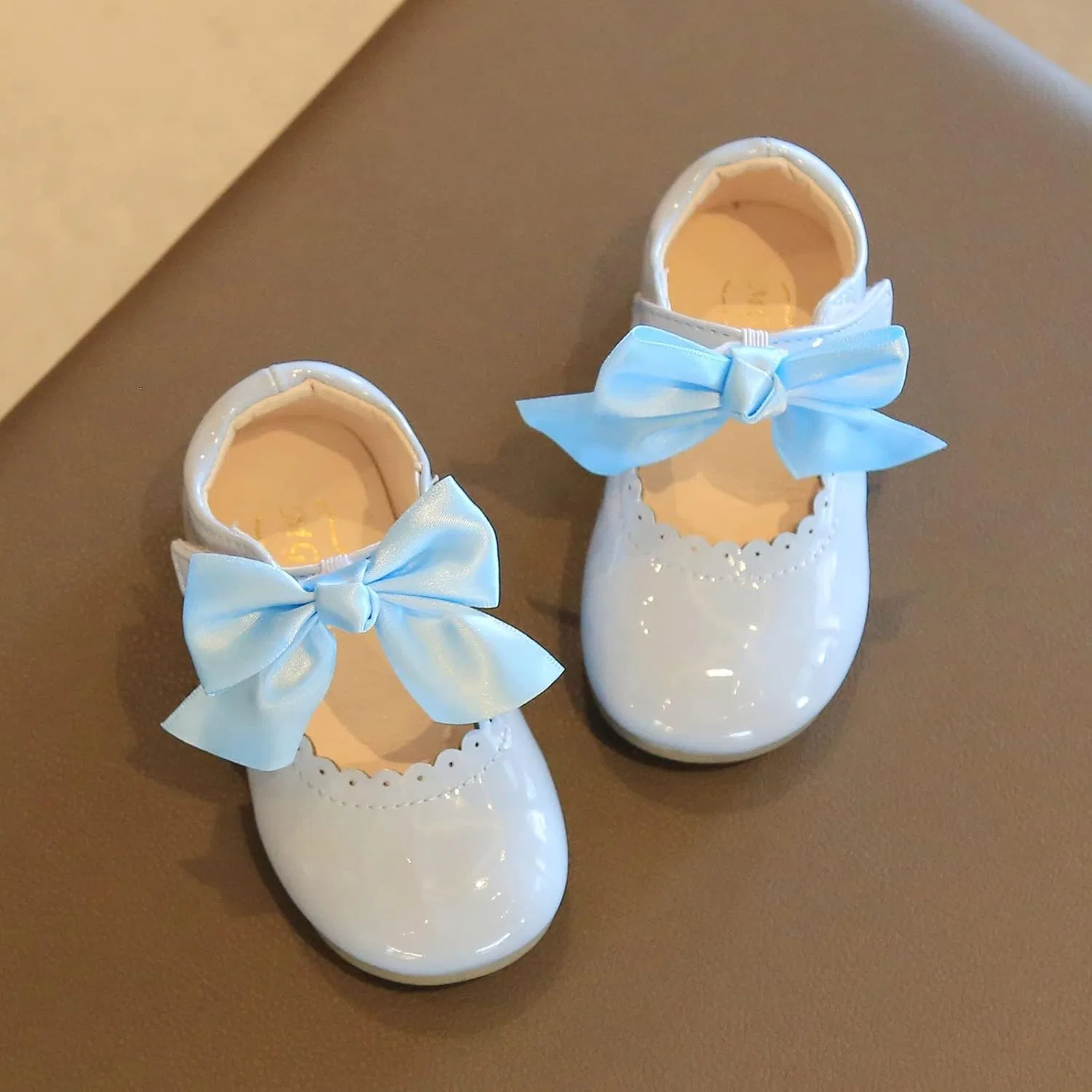 Детские туфли Мэри Джейн с бантом для девочек, Light Blue — фото 4
