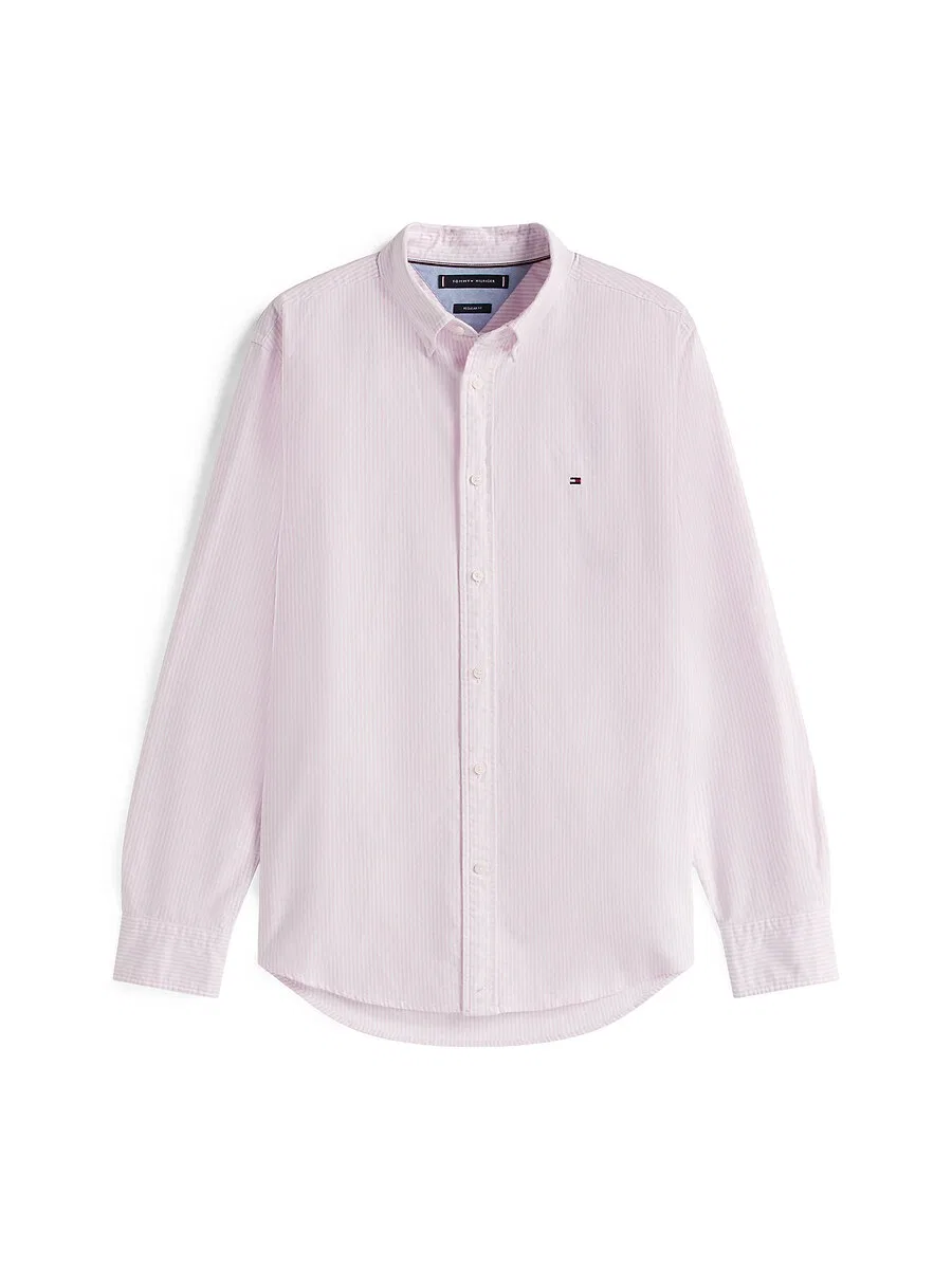 Рубашка TOMMY HILFIGER Regular fit Button Up Shirt 'Regular Fit Stripe' пастельно-розового цвета