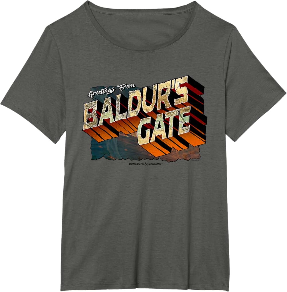 

Женская футболка Dungeons & Dragons Greetings from Baldur's Gate, серый