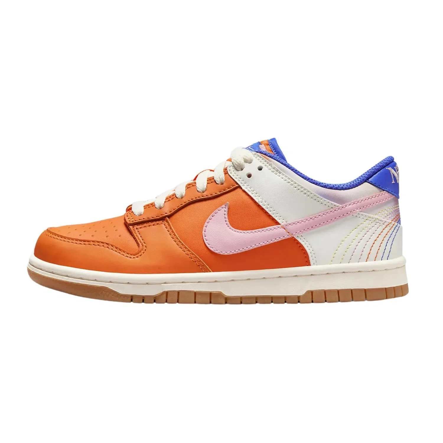 Детские кроссовки для девочек с принтом NIKE Dunk NIKE, Safety Orange Med Soft Pink