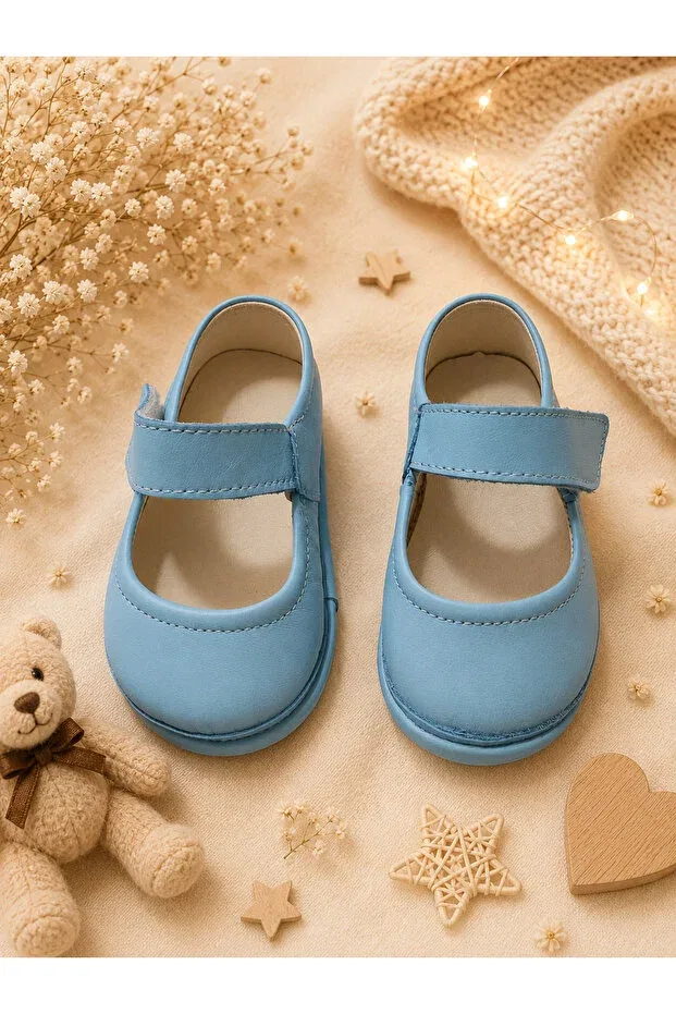 Детские пинетки для новорожденных кожаные Classics My Baby Kumsal, Blue — фото 3