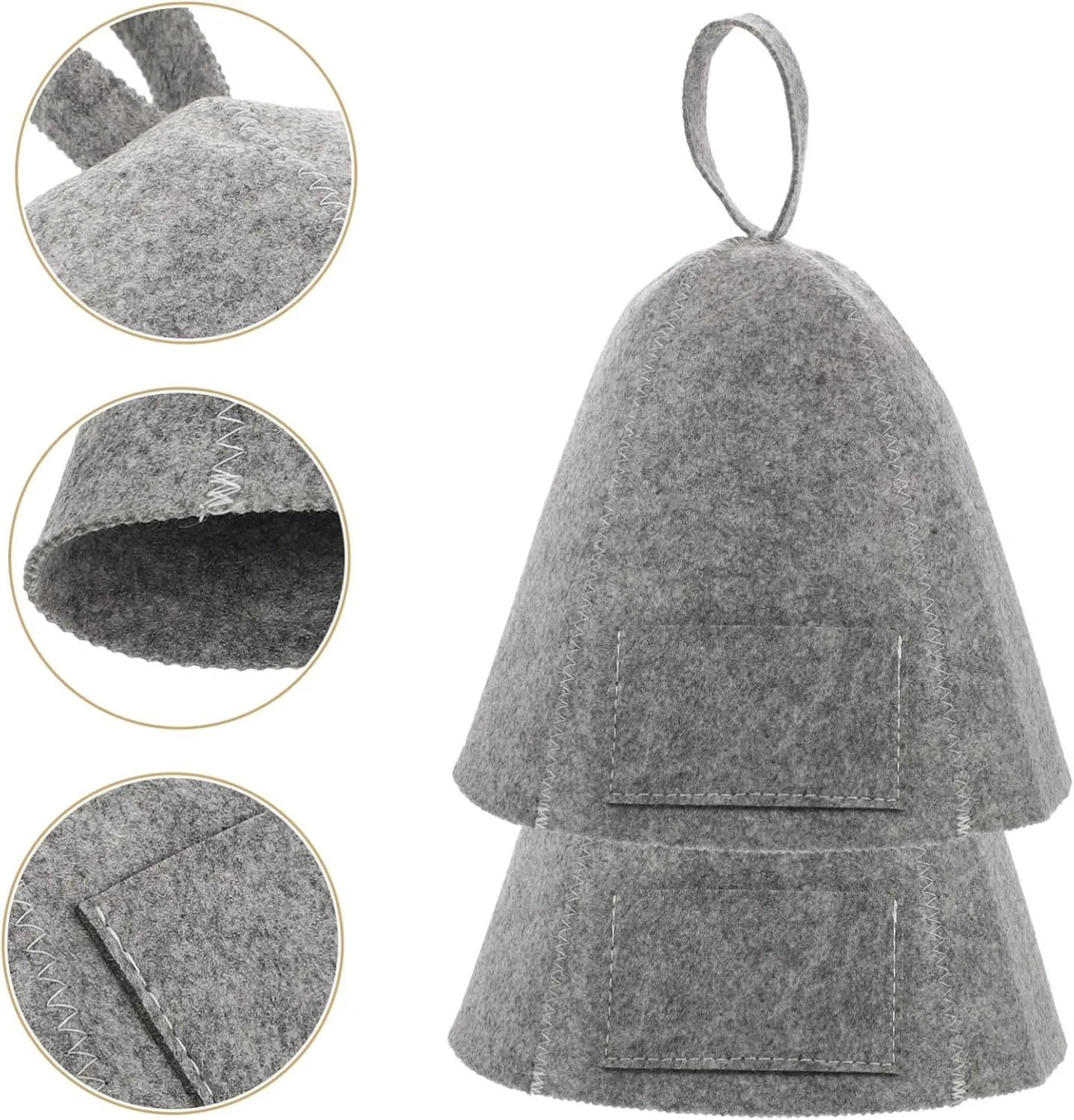 Шапочка для душа войлочная LOORGVEL, 2 шт, 32x24x0.5 см, Grey — фото 4