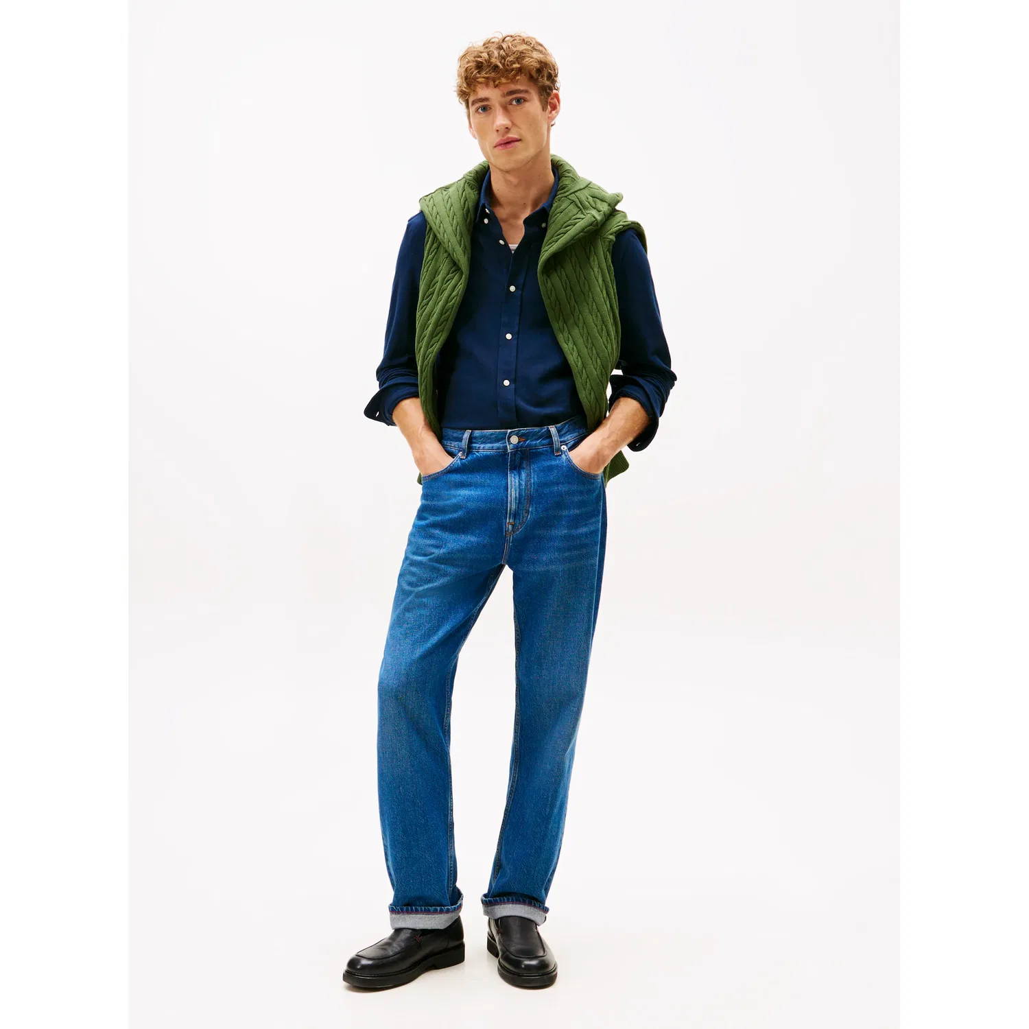 Мужская рубашка с длинным рукавом из пике Tommy Hilfiger, Navy — фото 3