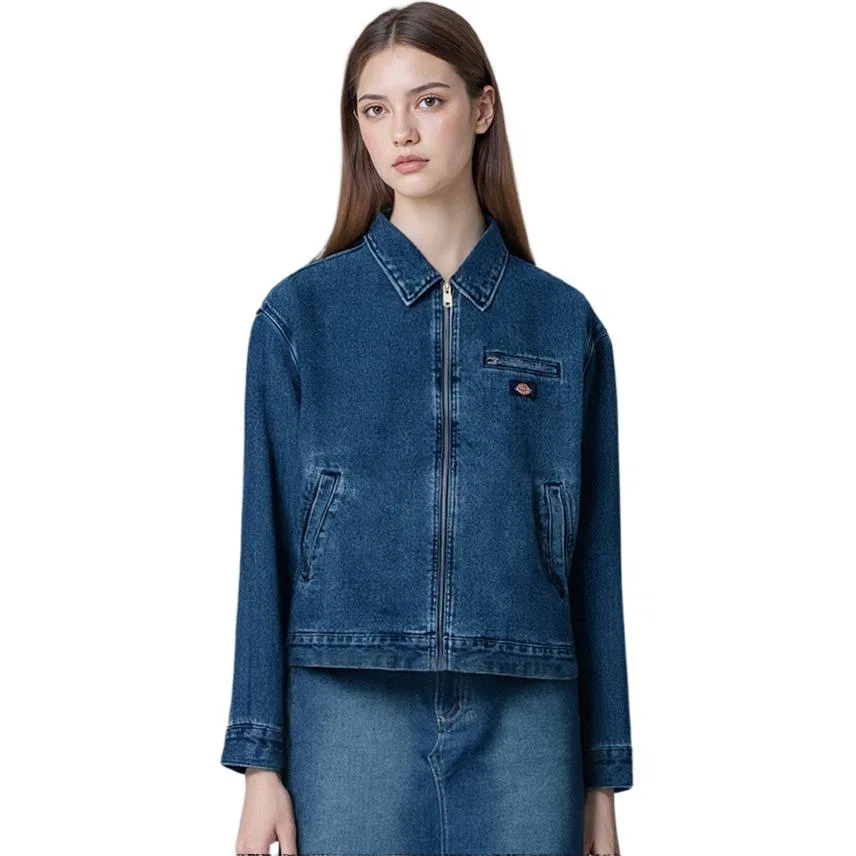 Детская джинсовая куртка с лацканами Dickies, Black Denim — фото 4