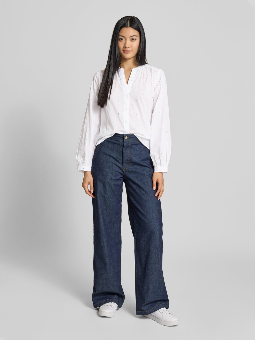 

Блузка прямого кроя с длинными рукавами из чистого хлопка Tom Tailor, белый