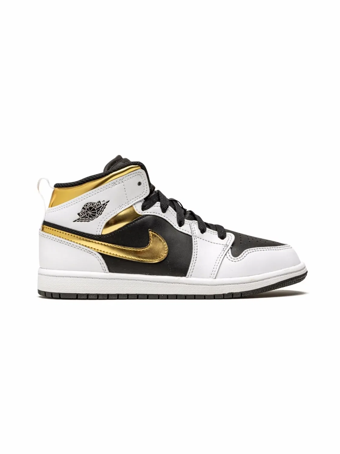 Кроссовки Jordan 1 Mid в белом и золотом — фото 2