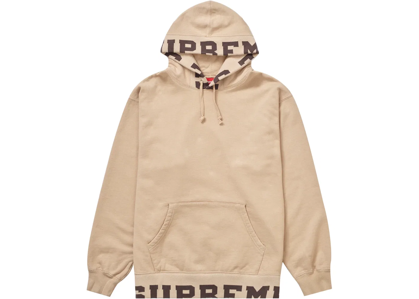 Мужской худи с капюшоном с принтом Supreme Cropped Logos Supreme, Tan
