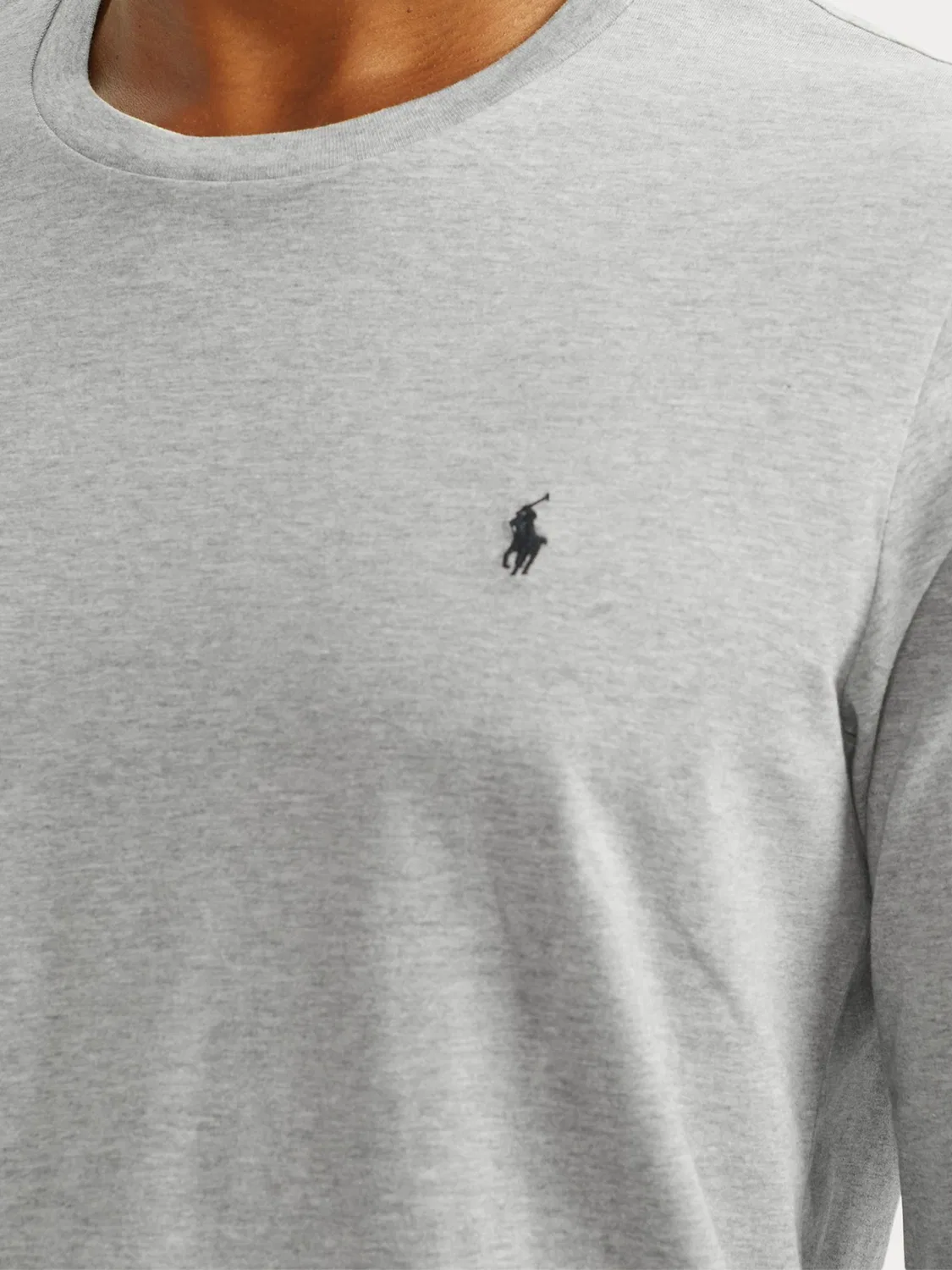 Серая хлопковая футболка с длинными рукавами и логотипом Polo Ralph Lauren — фото 3