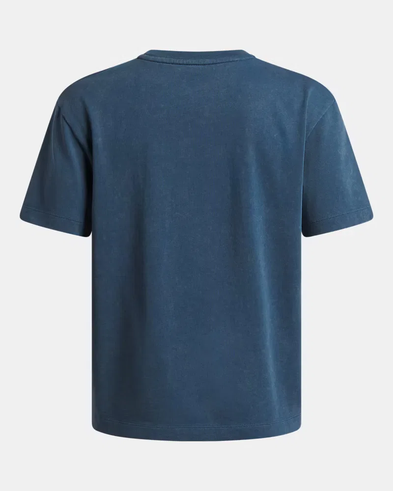 Футболка оверсайз для мальчиков с эффектом wash UA Heavyweight Wash UnderArmour, Wham Blue/White — фото 2