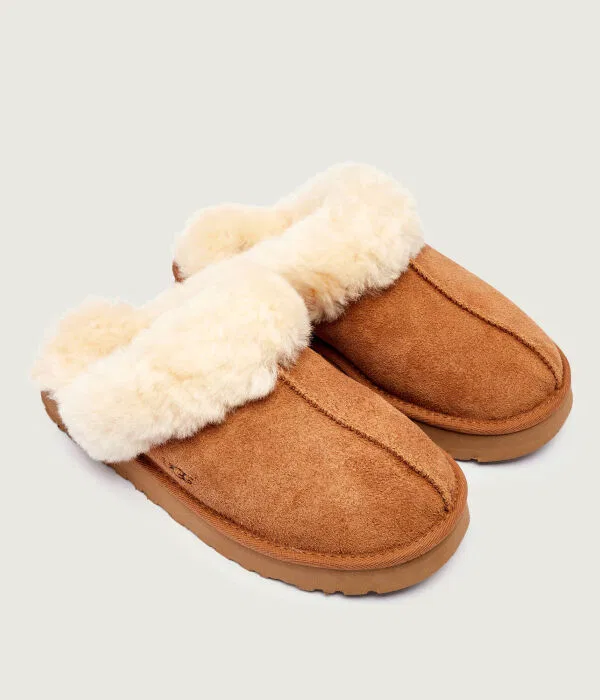 Детские домашние тапочки для девочек из кожи Disquette UGG, Cammello — фото 3