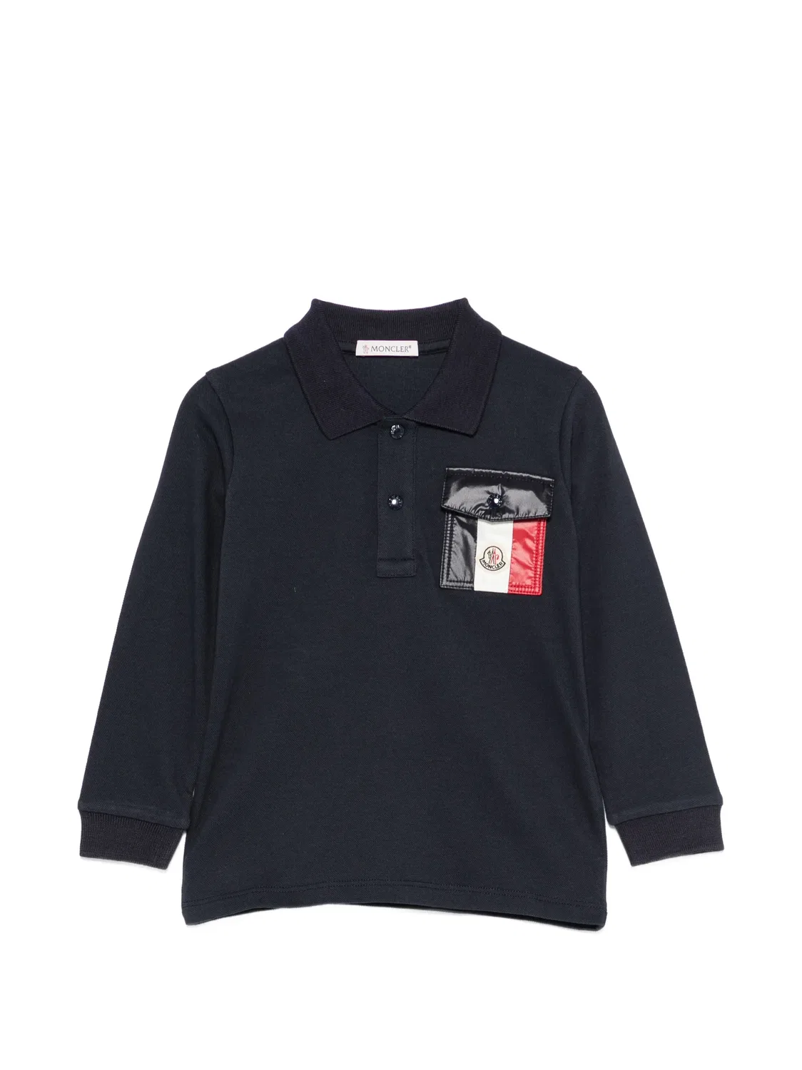 Рубашка поло с карманом и нашивкой-логотипом Moncler Enfant, синий