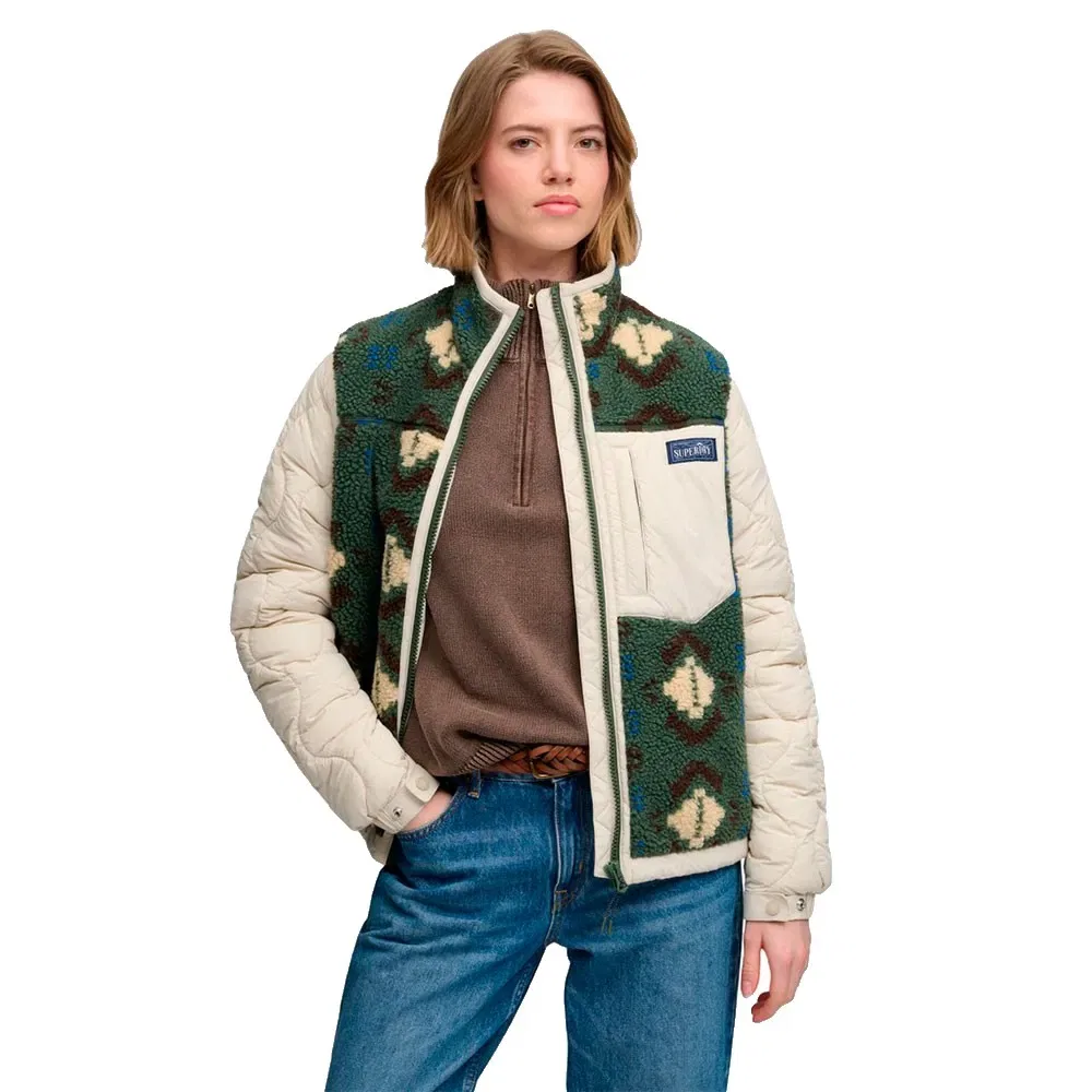 Женская куртка стеганая с флисом Fleece Onion Quilt Hybrid Superdry, Beige