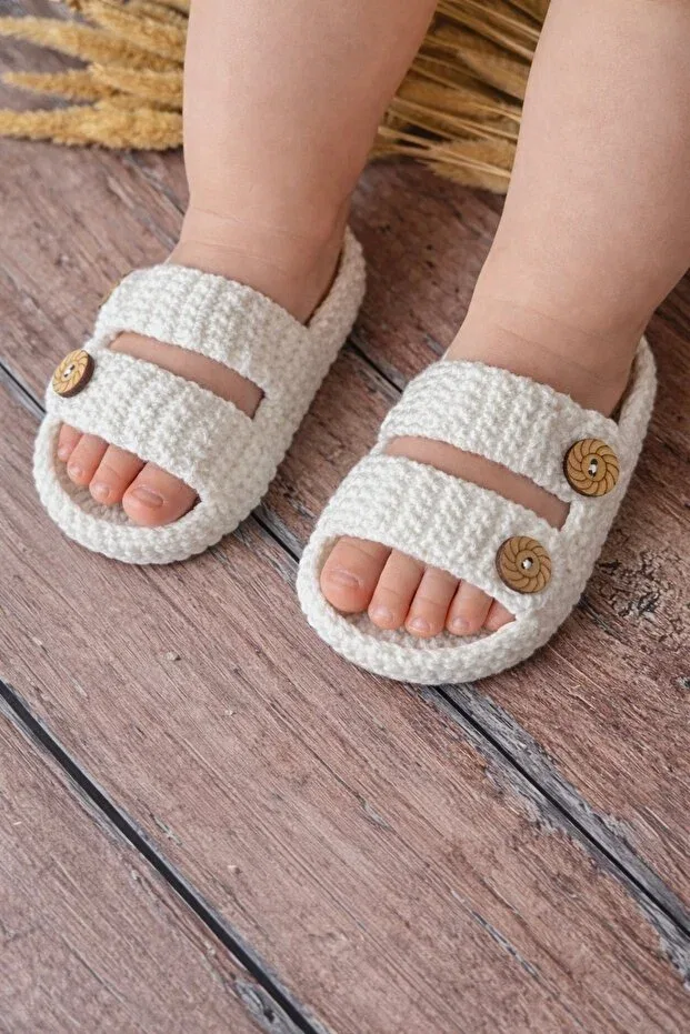 Детские сандалии-пинетки вязаные Seraskids, White