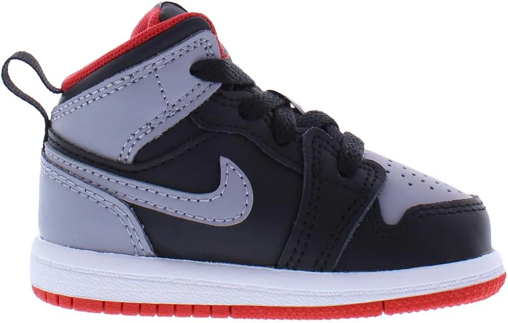 Детские кроссовки для мальчиков Air Jordan 1 Mid GS Nike, Black/Cement Grey/Fire Red-Black — фото 2