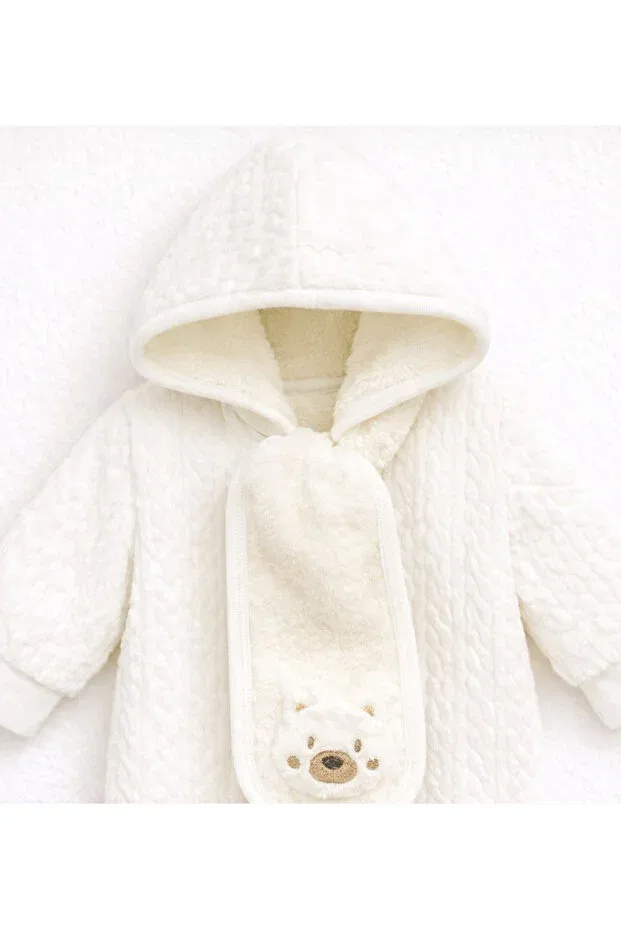 Детский комбинезон-скафандр из велсофта Kardeşler Bebe, White — фото 2