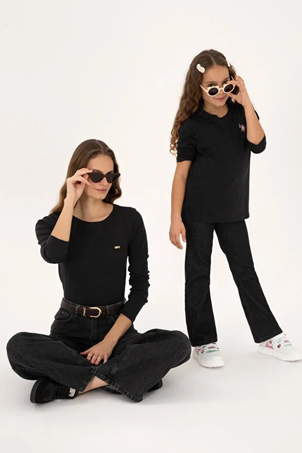 Детские свитшот для девочек с круглым вырезом U.S. Polo Assn., Black