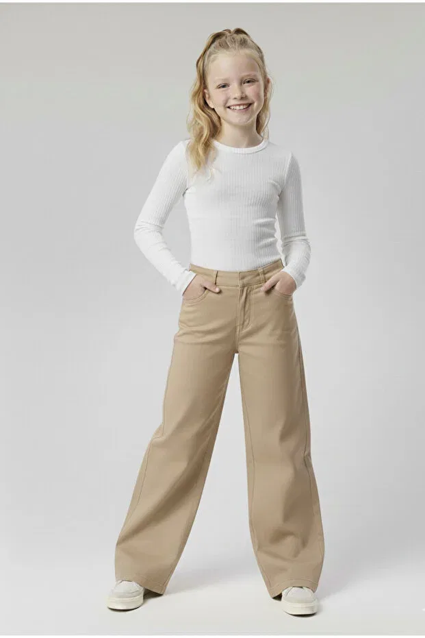 Детские брюки для девочек широкие Rois, Beige