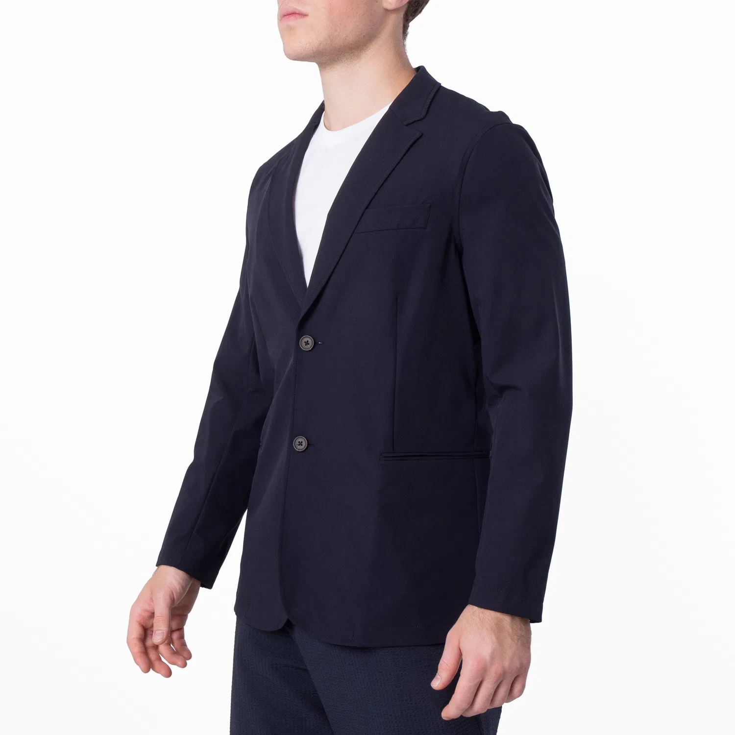 Пиджак однобортный из стрейч-нейлона Stretch-Nylon Single-Breasted Blazer Emporio Armani, Iconico 0920 Blu Navy Ea