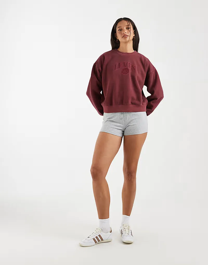 Свитер Levi's свободного кроя с винтажным логотипом, выцветшего, бордовый — фото 2