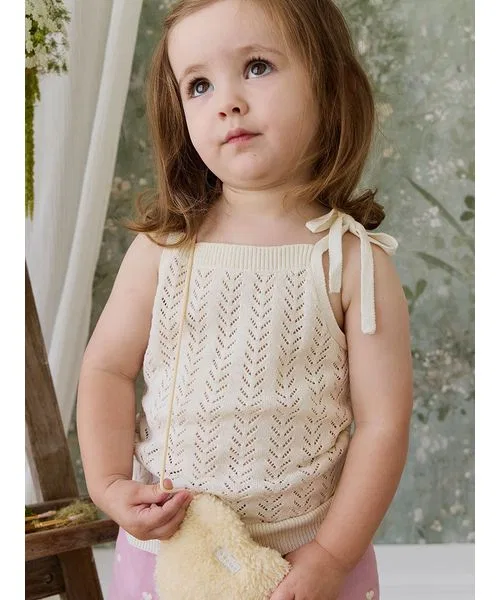 Детская ажурная вязаная майка на бретелях Soft Petal JAMIE KAY, Ivory — фото 3