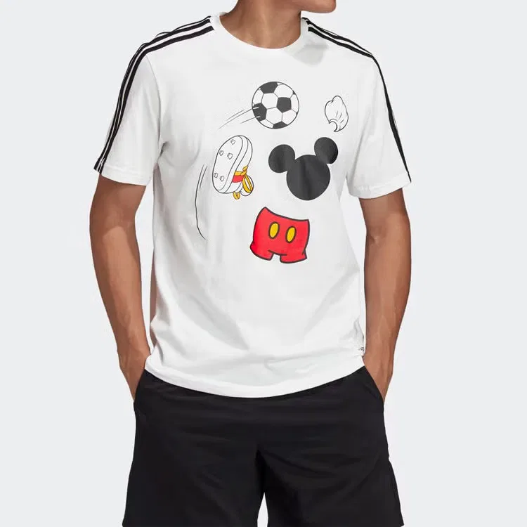 Футболка тренировочная с принтом Disney Mickey Adidas, белый — фото 2